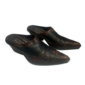 Italian DONALD J PLINER Western Couture Collection Leather Mule Shoes size 6.5